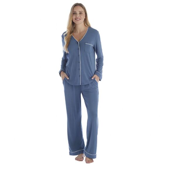 Softies Taylor Long Sleeve Ankle PJ Set 2 Piece Size Small Lakeside Blue - Picture 1 of 16